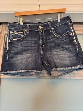 Ariat Dark Blue Frayed Hem Denim Shorts